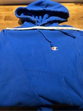 Champion Royal Blue Pullover Hoodie with Small Crest Logo